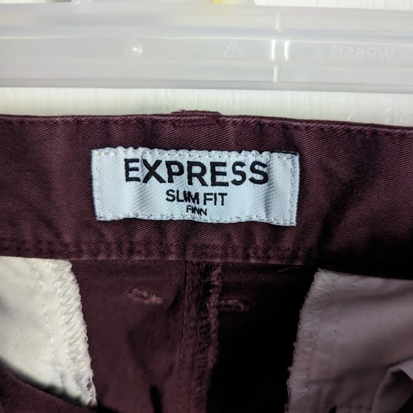 Express Slim Fit Burgundy Chinos 32x32 - Picture 7 of 9